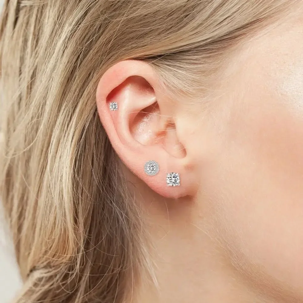 Certified 1ct. t.w. Diamond Round Halo Brilliant Cut Stud Earrings - Picture 8 of 16